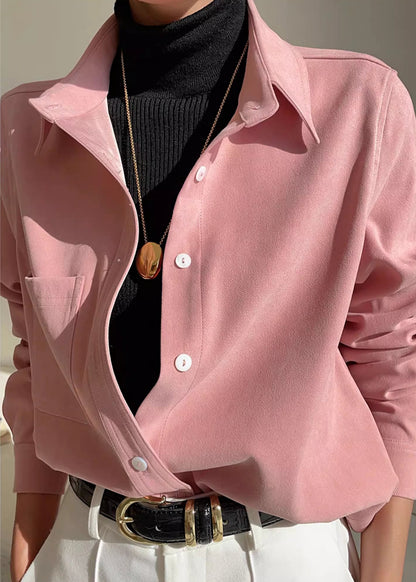 Kasey Velvet Shirt - Blush / Maroon (PRE-ORDER)