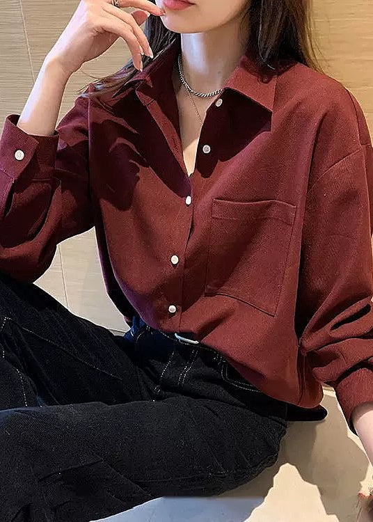 Kasey Velvet Shirt - Blush / Maroon (PRE-ORDER)