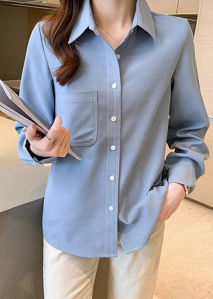 Kasey Velvet Shirt - Blue / Navy Blue (PRE-ORDER)