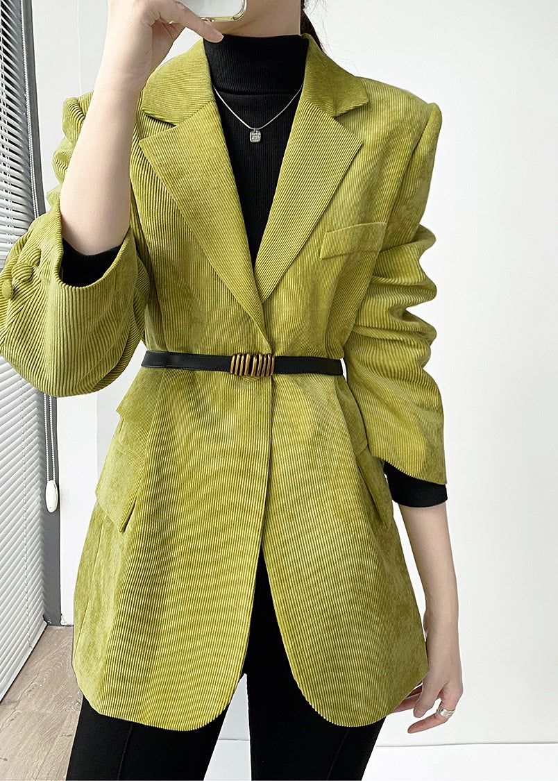 Blaire Olive Velvet Coat