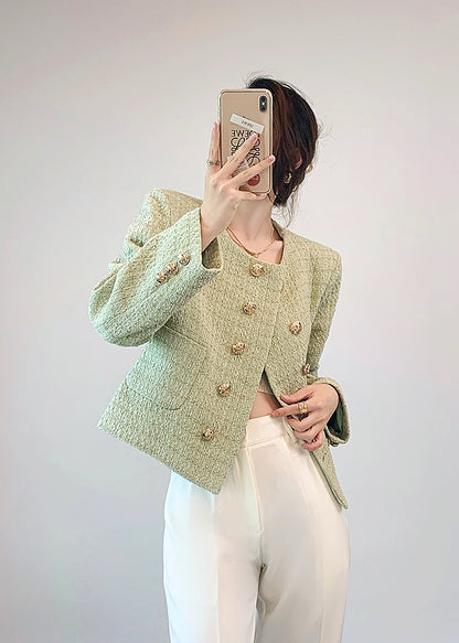 Clementine Mint Green Tweed Coat (PRE-ORDER)